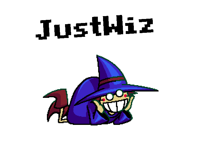 A little wizard guy, greeting you as you enter my website.